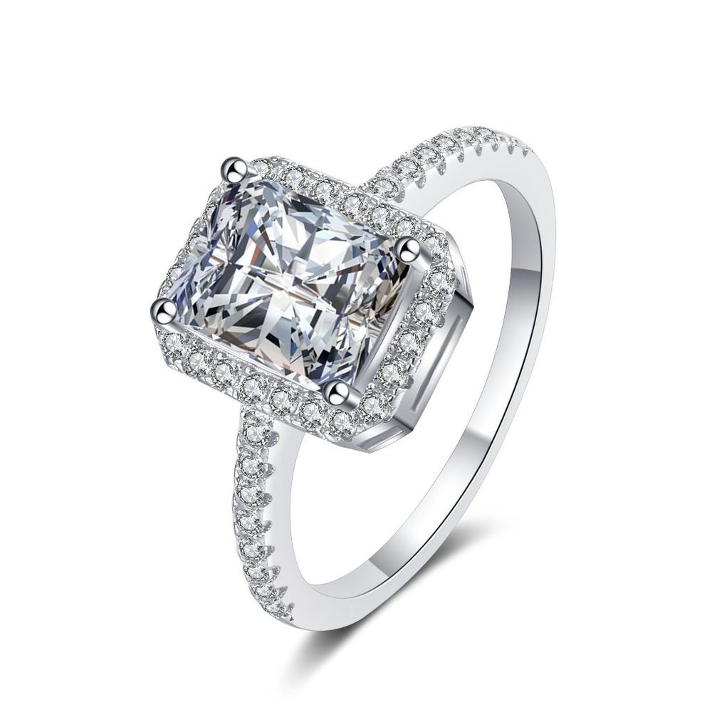 Certified 2ct. t.w. Diamond Moissanite Radiant Cut Engagement Ring NEW - Picture 5 of 8
